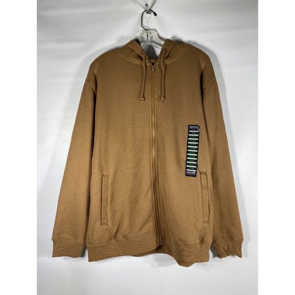 Smiths Workwear Mens Sherpa Bonded Thermal Knit Zip Hoodie Jacket Large Brown - Picture 3 of 9